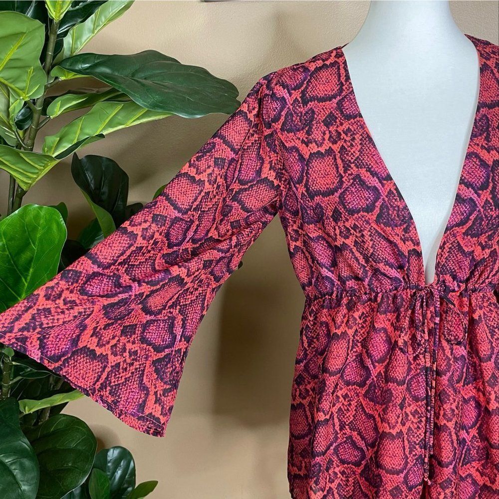 Show Me Your Mumu Red Python Print Roxy Long Slee… - image 5